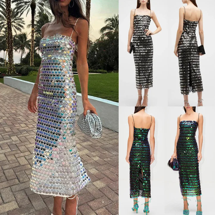 Women’s Sequin Beaded Sheath Maxi Dress For Parties
